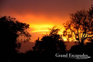 Sunset over Mountain of the Moon Lodge, Fort Portal, North Uganda, Africa