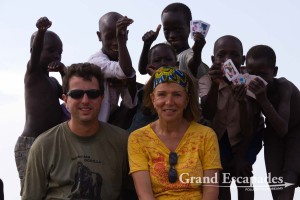 Gilles & Heidi in the Fisher village of Butiaba, on the shores of Lake Albert, North Uganda, Africa
