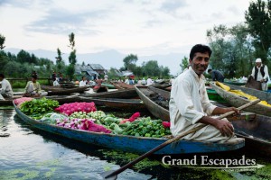 Floating Vegetable Market, early morning on Lake Dal, Srinagar, Kashmir, India