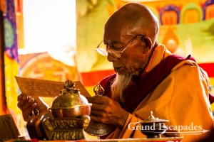 Domchot at Likir Monastery or Likir Gompa, with monks singing all day long, Ladakh, Jammu & Kashmnir, India