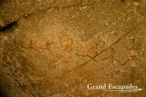 Rock Paintings, the "White Rhino Shelter", Matopos or Matobo National Park, Zimbabwe, Africa