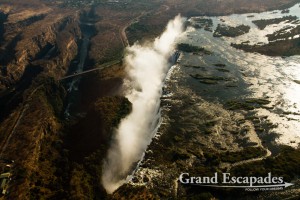 Helicopter Flight over Victoria Falls, Zimbabwe, Africa