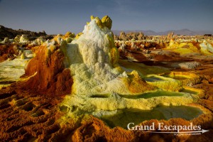 Sulphure rock formations of various colors, Dallol, Danakil Depression, Ethiopia
