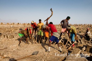 Afar worker in the salt mines of Dallol, Danakil Depression, Ethiopia