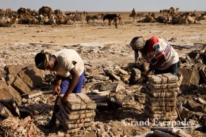 Afar worker in the salt mines of Dallol, Danakil Depression, Ethiopia,