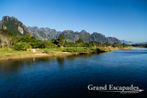 Vang Vieng's Limestone Karsts Landscape, along Nam Song or River Song