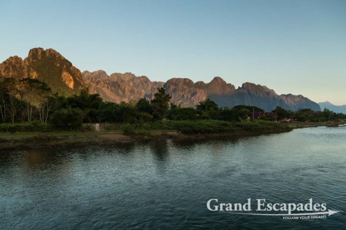 Vang Vieng's Limestone Karsts Landscape, along Nam Song or River Song, Laos