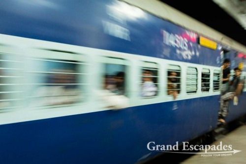 Train arriving at Ajmer Junction Station, Rajasthan, India