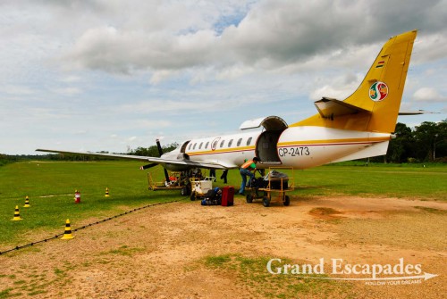Rurrenabaque Airport, with a stretch of grass as a runway, near Madidi National Park, Bolivia, South America
