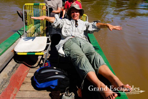 Heidi tries to relax and forget the thousand mosquitoe bites - La Pampa, Rurrenabaque, Bolivia