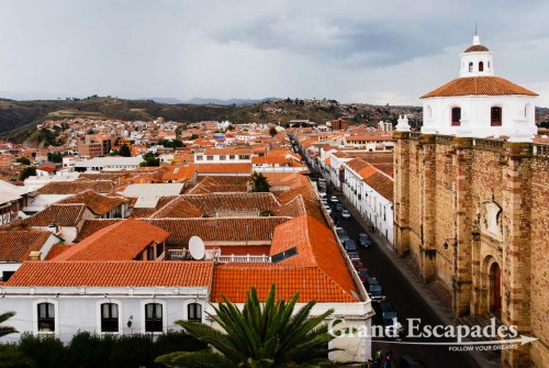 View of Sucre from the top of the Iglesia de la Merced, Bolivia