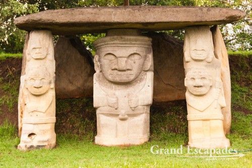 One of the 130, 5000 year old scultures, in San Agustin, in the archaeological park, Huila, Colombia, South America