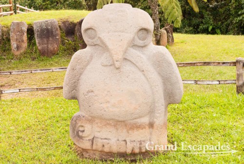 One of the 130, 5000 year old scultures, in San Agustin, in the archaeological park, Huila, Colombia, South America