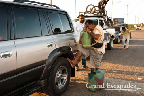 The small town of Uribia, only an hour?s drive from the border town of Maicao, is teeming with smuggled goods. Gasoline is the prime merchandise, easily available at every street corner for 35 cent a liter, cheap, but still ten times the price of what it costs in Venezuela