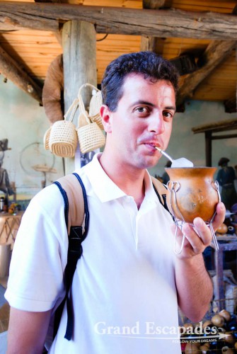 Gilles drinking Mate - this one was a cold one, Gualeyguachu, Argentina