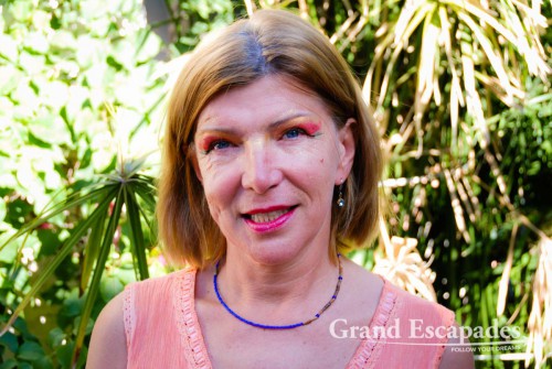 Getting ready for the Carnaval: Heidi had a typical carnival make up applied!, Gualeyguachu, Argentina