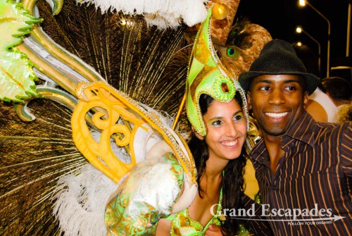 Some Israeli girls must have asked every male dancer to stop. Not to forget two charming gentlemen from London, Brian and Obi, who had the time of their life, posing with all these lightly clad beauties!, Carneval of Gualeyguachu, Argentina