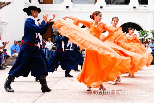 Excellent folkloristic performance by young local dancers near the main plaza - Salta, Northwest Argentina
