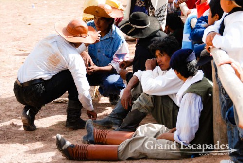 Crina Limpia - It is a gaucho trying to stay on a horse without a saddle, only holding on to a rope tied around the horse?s neck pushing his long spurs into the horse?s belly. The gaucho has to stay on the bucking horse for 13 seconds, otherwise he is disqualified - Maimara, near San Salvador de Jujuy, Northwest Argentina