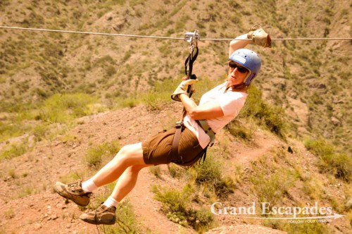 Then we went canopying, which means you glide high above the ground, your harness attached to a steel cable. The tour consisted of six "trips" organised like a circuit starting with a short glide to overcome the worst fears. After the first two trips we were not worrying anymore at all but simply were taking in the excitement