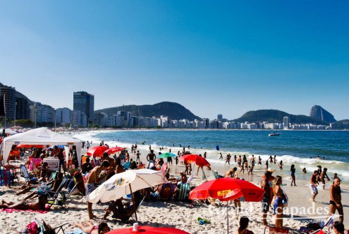 The world famous Copacabana Beach is as crowded as the Ipanema Beach, but with a totally different crowd ... Rio de Janeiro, Brazil