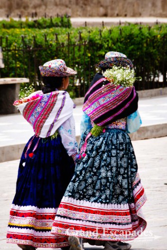 In Cabanaconde, two ladies in their traditional dress ...