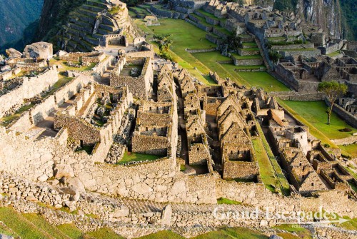 View of the ceremonial sector, where you can find the most refined stonework, Machu Picchu, Peru