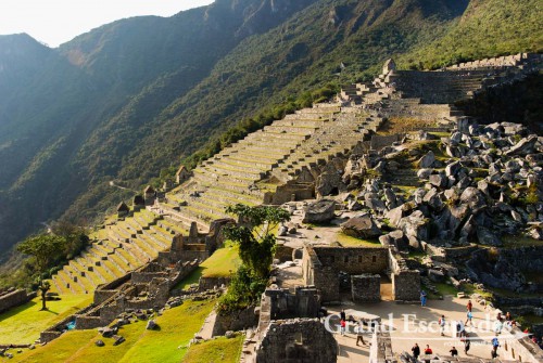 Most of Machu Picchu consists of terraces, here the ones facing west
