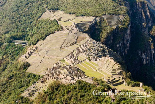 View of Machu Picchu from Wayna Picchu: here one can clearly see that Machu Picchu consists mainly of terraces - Machu Picchu, Cuzco, Peru