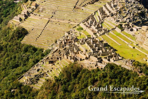 View of Machu Picchu from Wayna Picchu: here one can clearly see that Machu Picchu consists mainly of terraces - Machu Picchu, Cuzco, Peru