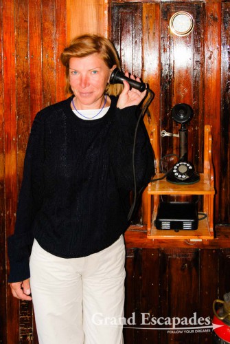 This original telephone on board of the Yavari is still working - The Yavari, built in England in 1862, Lake Titicaca, Peru