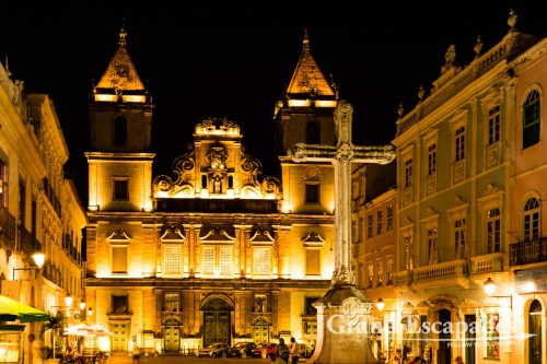 Church of São Francisco in Anchieta Plaza, at night, Pelourinho, Salvador de Bahia, Brazil