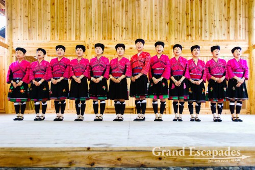 Yan women, famous for their long, pitch-black hair that they whirl around their head like a turban, Ping'An, China