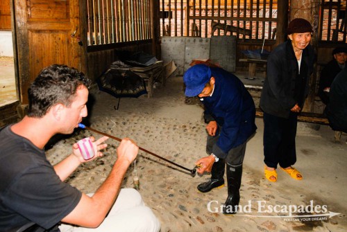 Inside the Drum Tower, in Pingtan Zhai, a Dong Village near Sanjiang, Guilin region, China