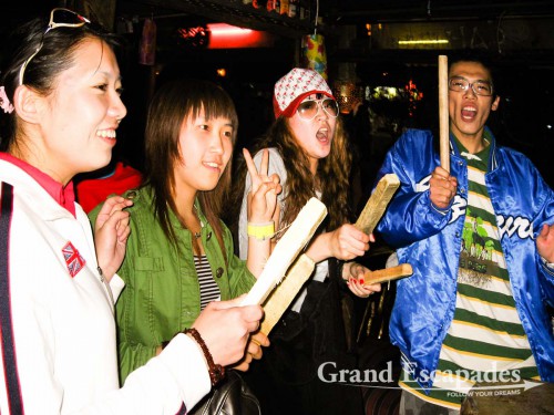 Young Chinese partying in Lijiang, Yunnan, China