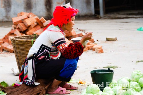 Market at a small Hani village near the Rice Terrasses of Yuanyang, Yunnan, China