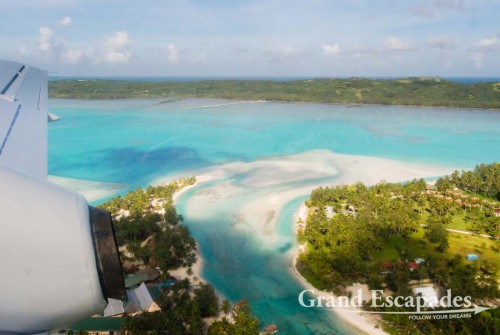 View of a part of the lagoon from the plane, Aitutaki Atoll, Cook Islands