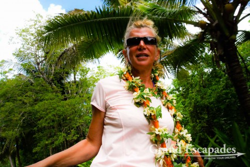 Heidi, on the way to Are Manuiri, Atiu Island, Cook Islands