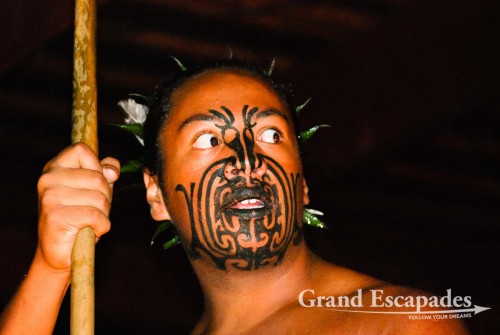 Maori "Haka" (a dramatic dance with a lot of chanting, facial movements and tongue poking), North Island, New Zealand