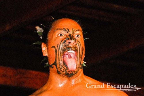 Maori "Haka" (a dramatic dance with a lot of chanting, facial movements and tongue poking), North Island, New Zealand