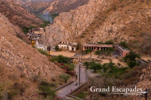 Galtaji, better known as Galwar Bagh, the Monkey Temple, situated among Green Hravalies Hills, Jaipur, Rajasthan, India